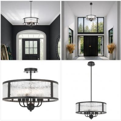 NOREL 6LT PENDANT. BLACK, ANTIQUE GOLD, NICKEL